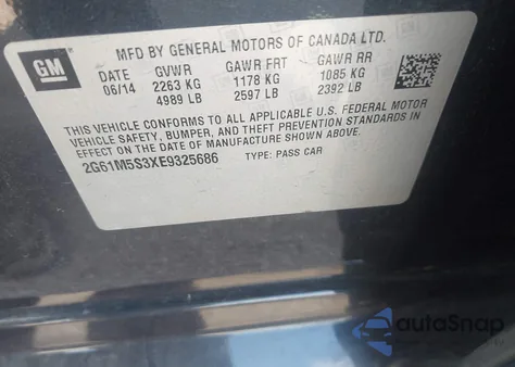 2014 Cadillac Xts Luxury z USA, uszkodzony, nr VIN 2G61M5S3XE9325686